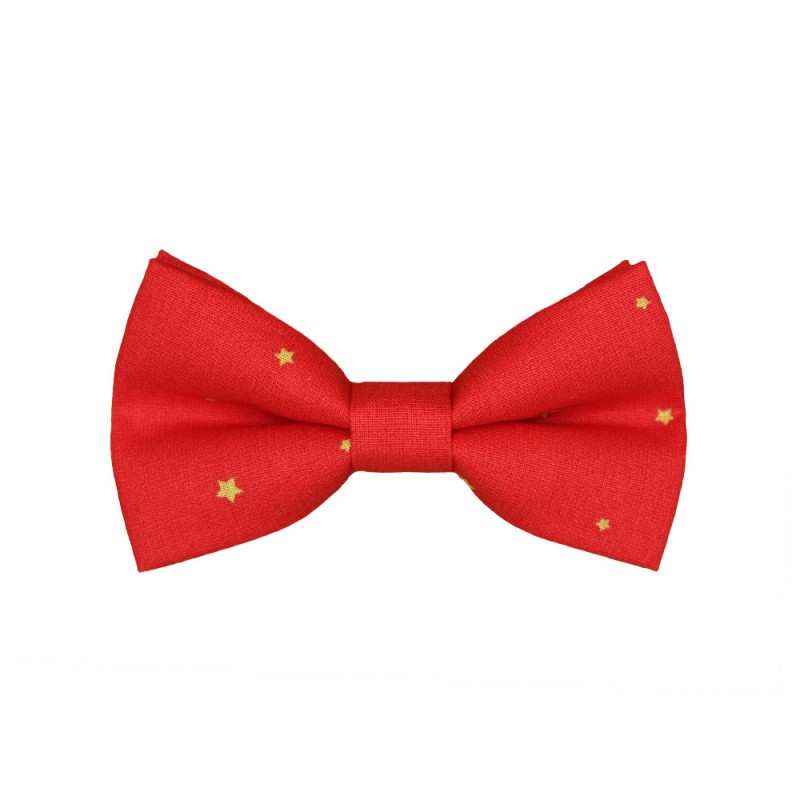 Christmas Children's Bow Tie Red Gold Stars 7 To 14 Years