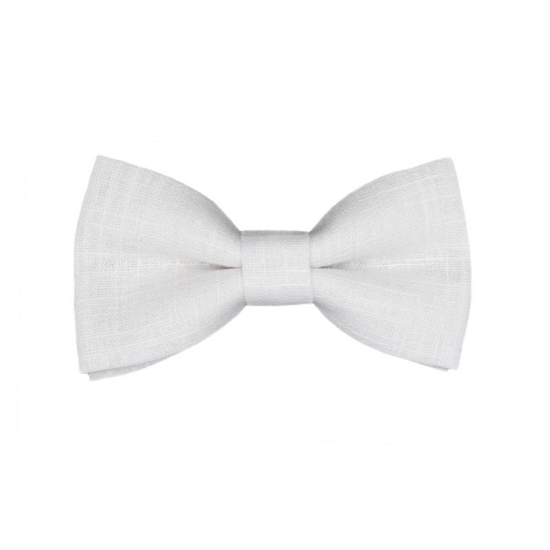 Handmade White Linen Kid Pre-Tied Bow Tie For 3-6 Years Old