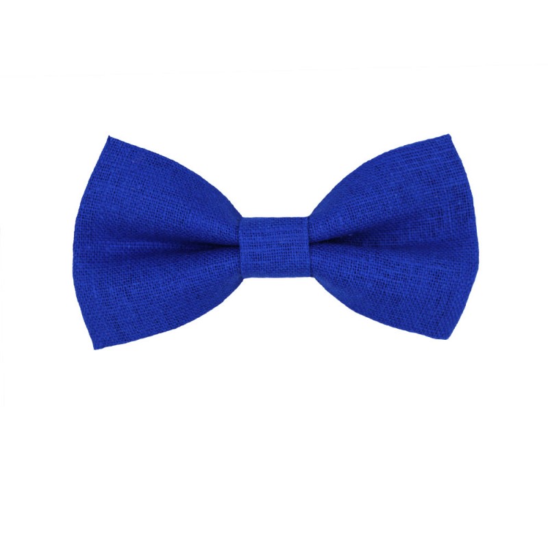  Handmade Blue Royal Linen Kid Pre-Tied Bow Tie 7-14 Years Old