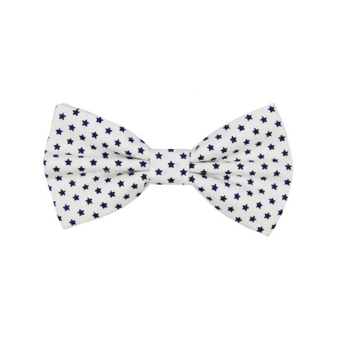 Children's Bow Tie White With Blue Navy Stars 2 to 6 Years