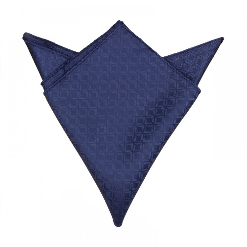 Blue Navy Rhombus Satin Pocket Square Suit Pocket