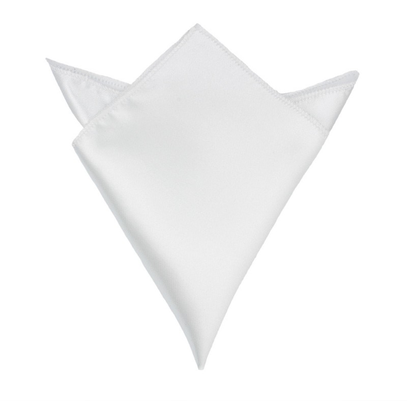 Saten White Pocket Handkerchief
