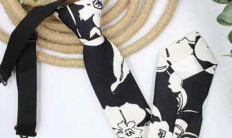 Stylish Women's Tie: The Magical Combination of Black with White Flowers