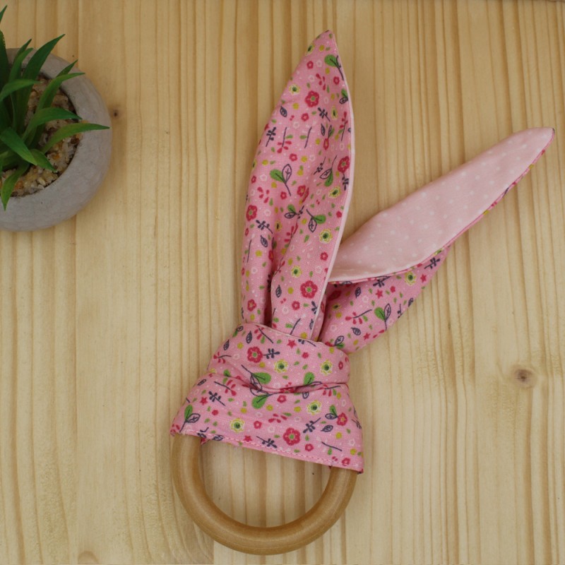 Toothpaste With Wooden Ring And Rabbit Ears - Pink Flower 